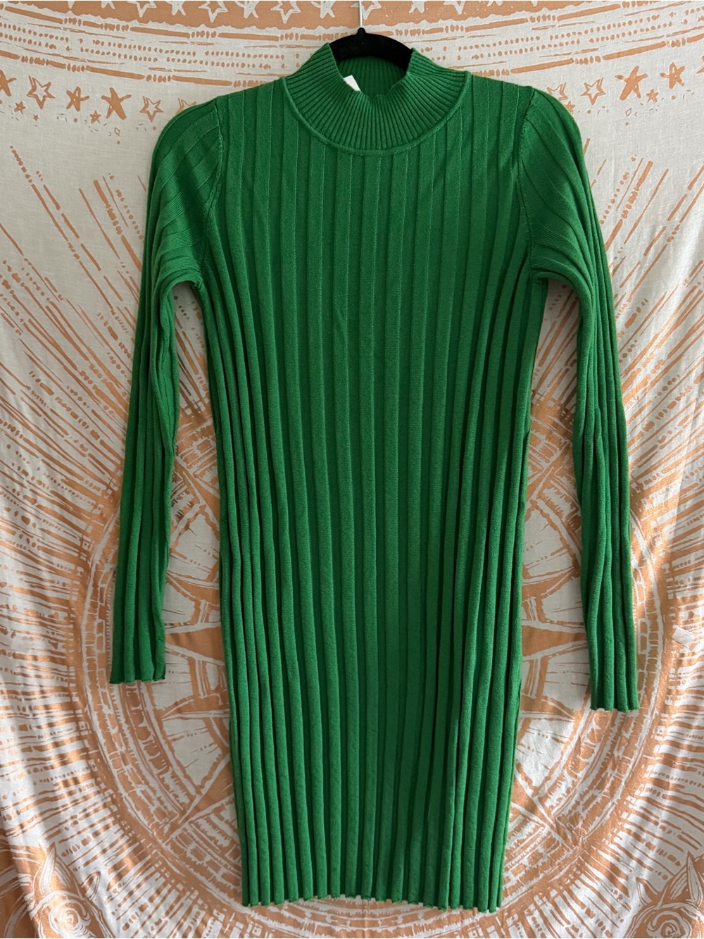 Sézane Gabriella Dress Emerald Ribbed Long-Sleeve Knit Dress - Picture 9 of 9